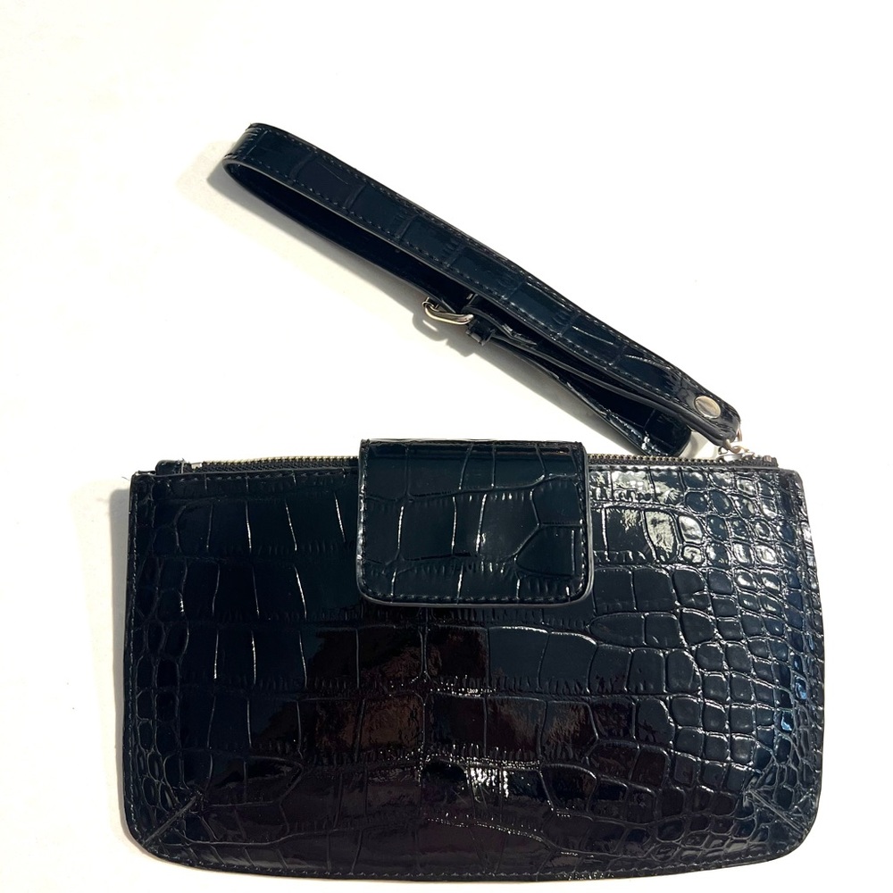 Guess Black Croc-Patterned Clutch - Picture 2 of 2